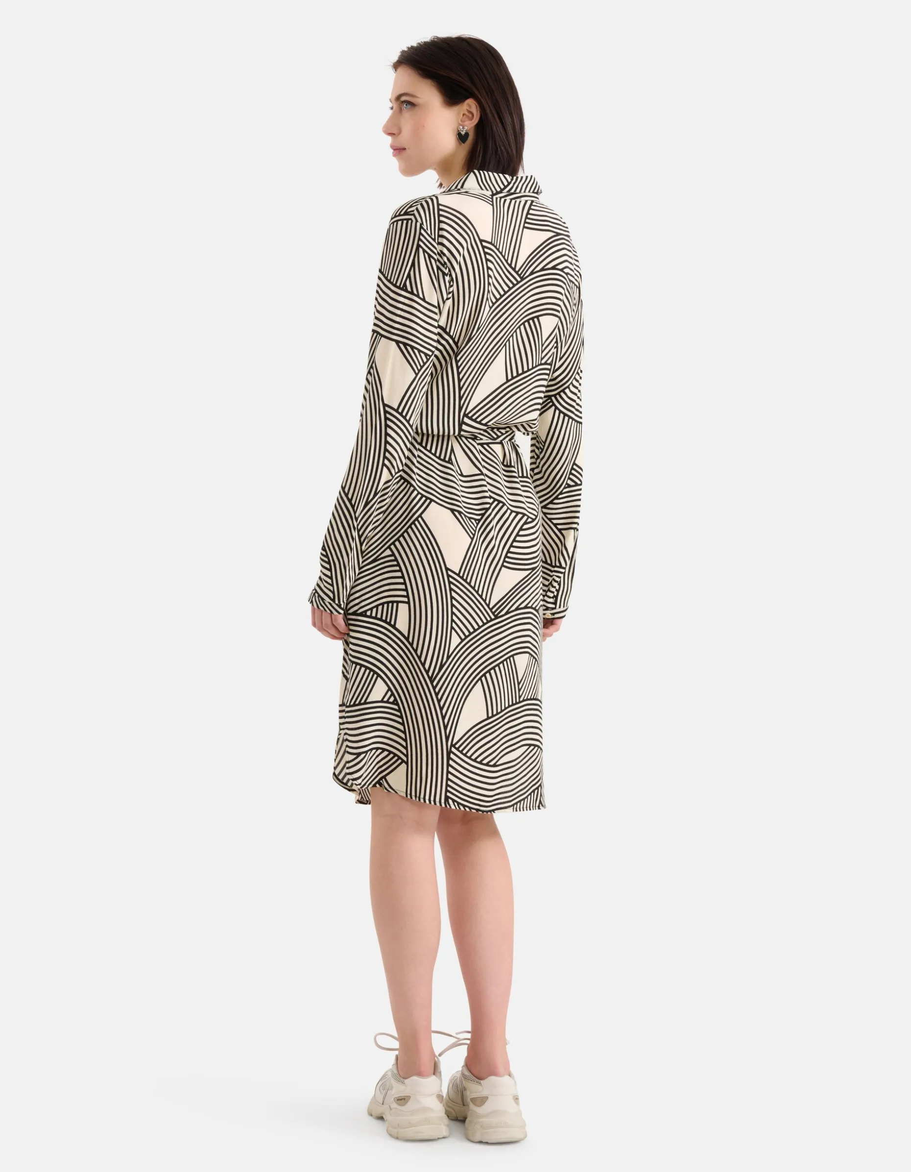 Printed Midi Jurk Gebroken Wit