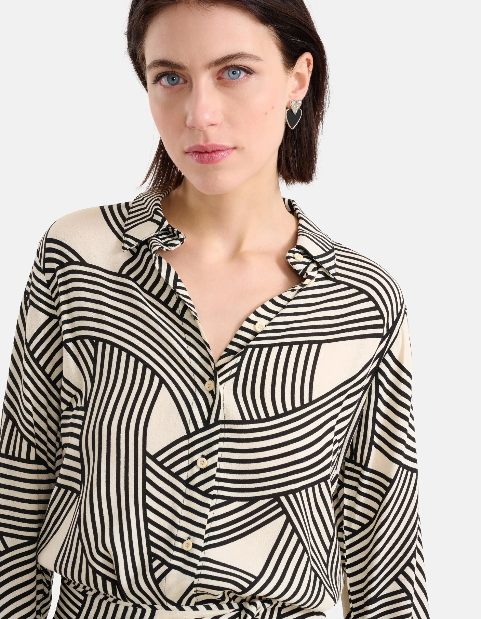 Printed Midi Jurk Gebroken Wit