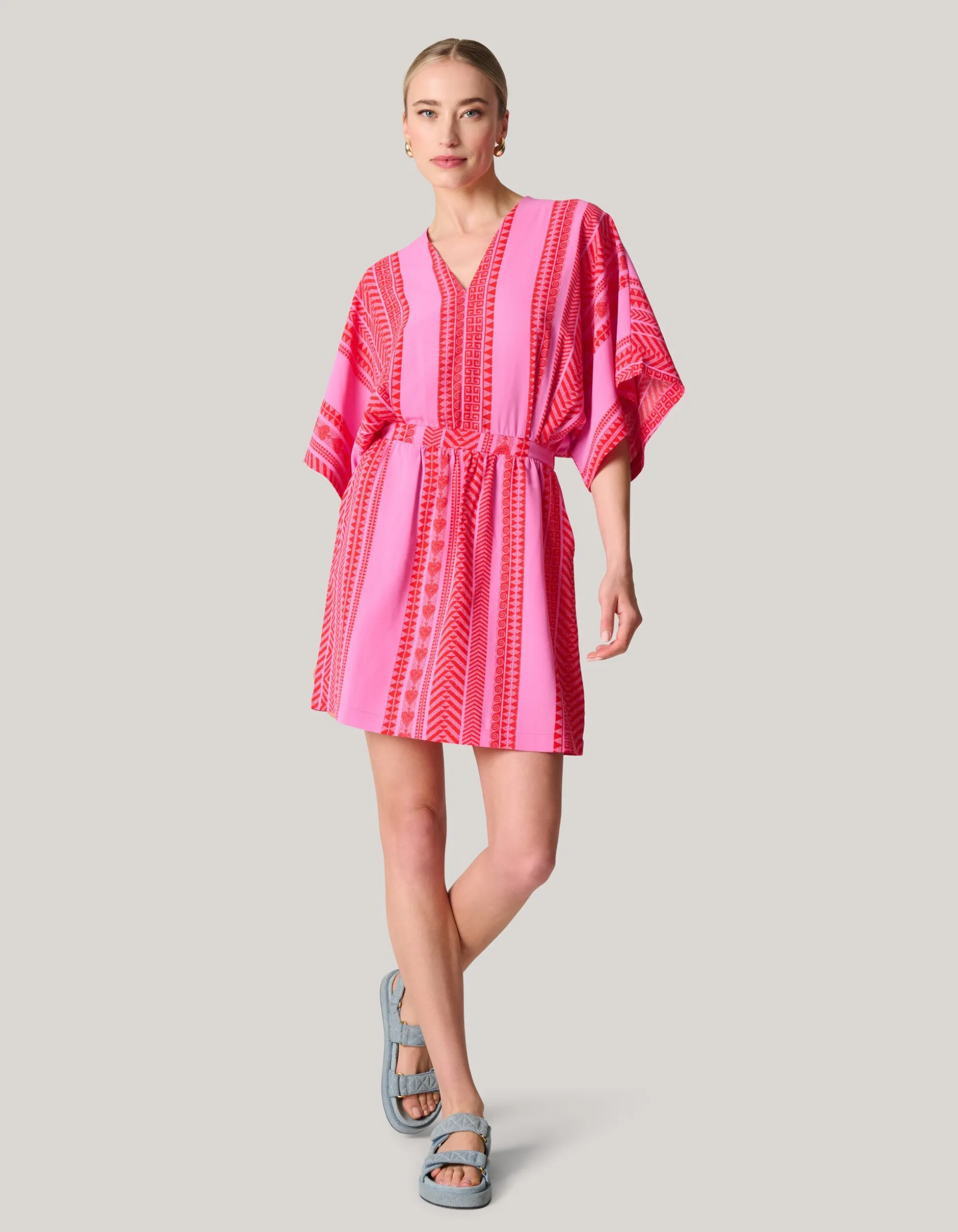 Printed Mini Jurk Roze