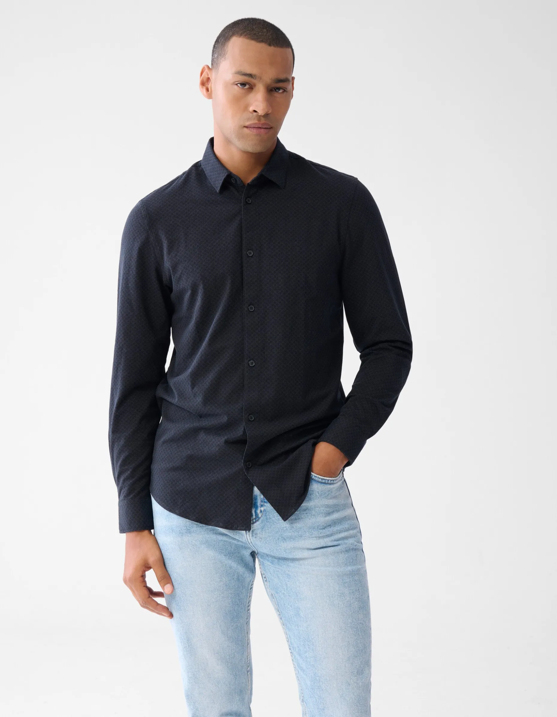 Printed Overhemd Donkerblauw