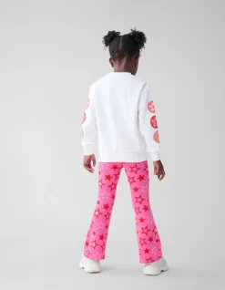 Printed Rib Flared Legging Roze