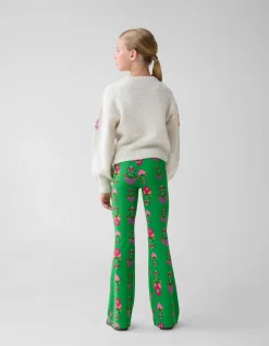 Printed Rib Flared Legging Groen By Lizzy