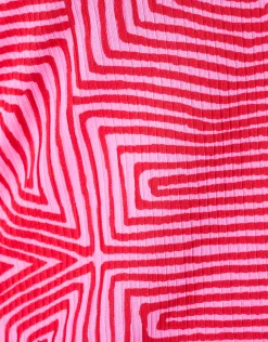Printed Rib Jersey Ruffle Top Roze