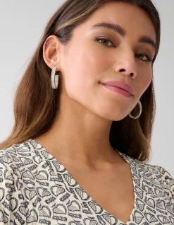Printed Rib Jersey Top Gebroken Wit