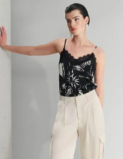 Printed Singlet Zwart