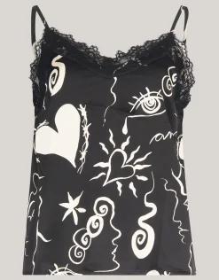 Printed Singlet Zwart