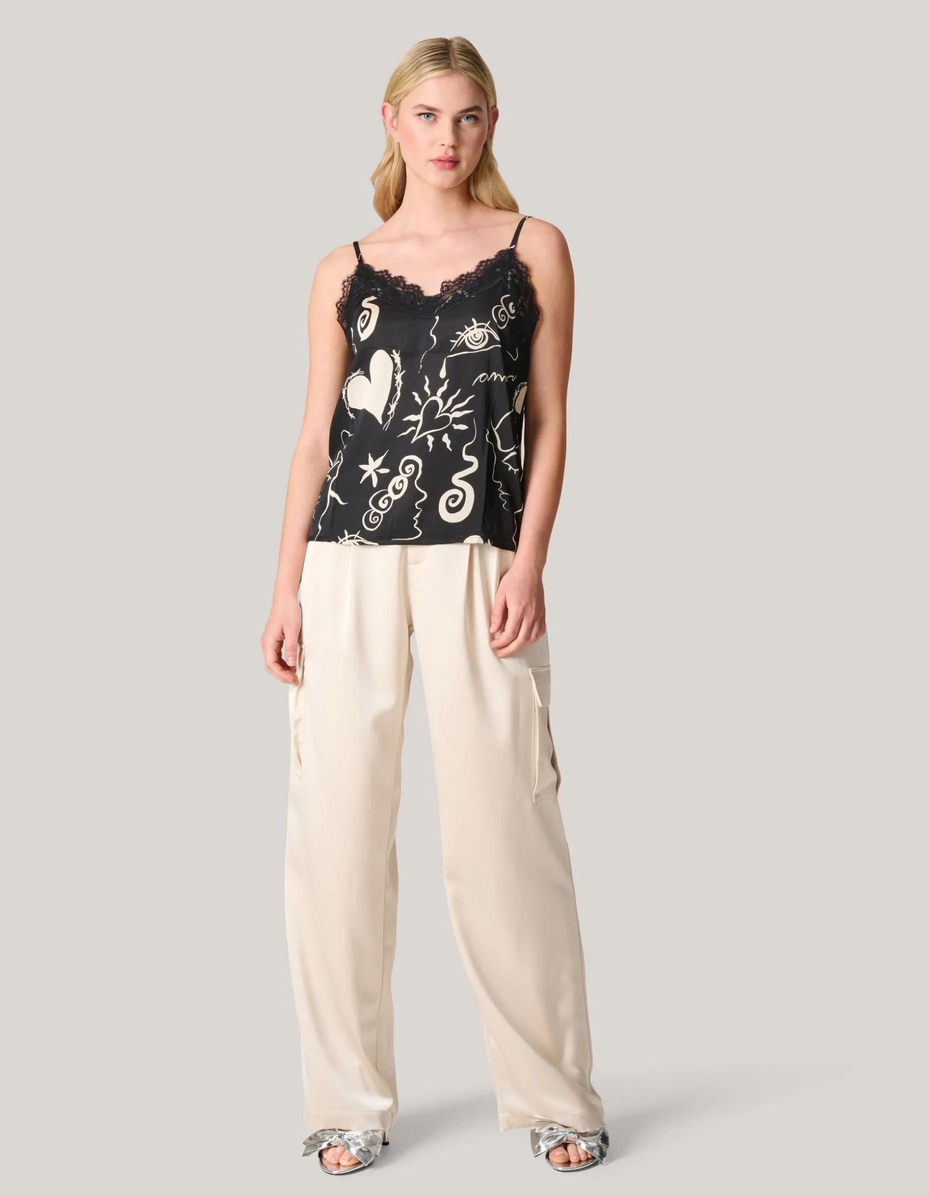 Printed Singlet Zwart