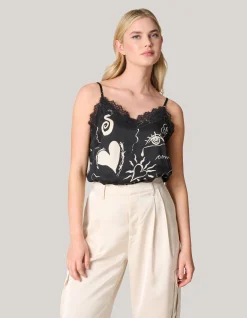 Printed Singlet Zwart