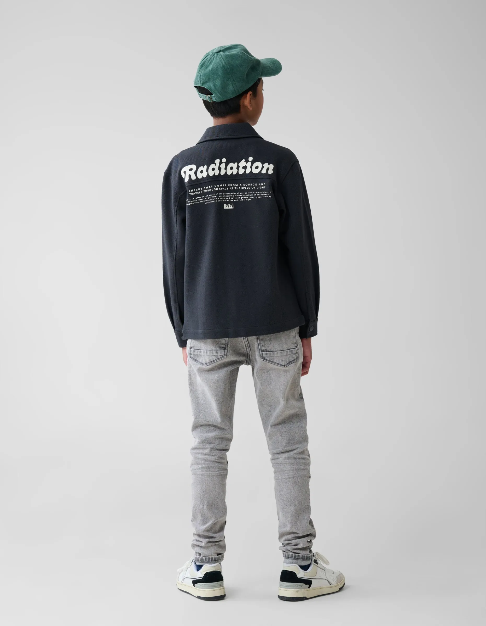 Printed Structuur Overshirt Donkergrijs