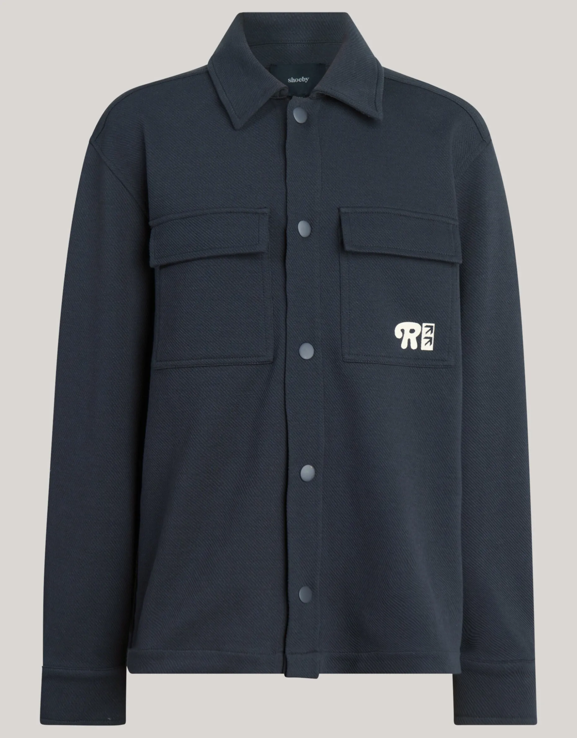 Printed Structuur Overshirt Donkergrijs