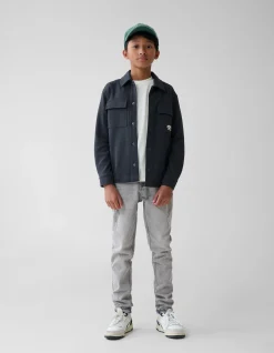 Printed Structuur Overshirt Donkergrijs