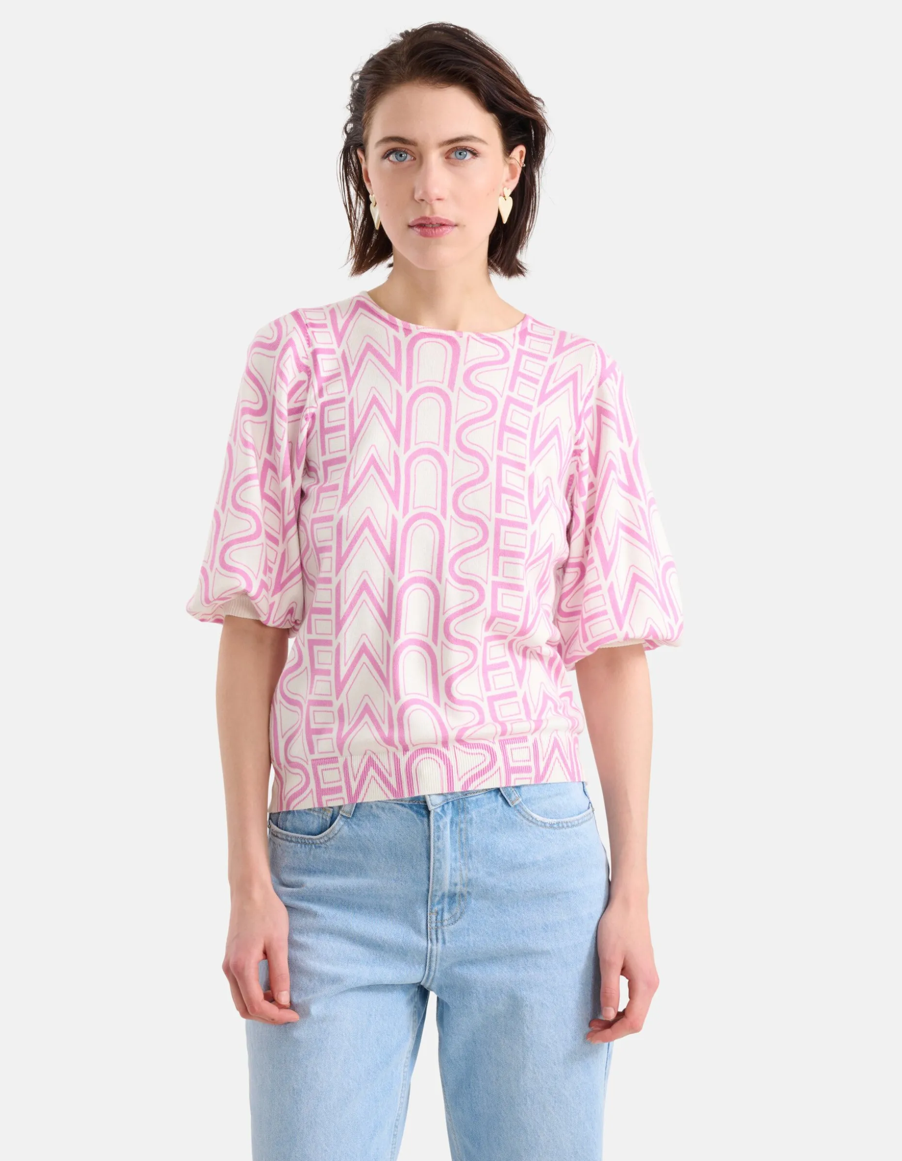 Printed Trui Lichtroze