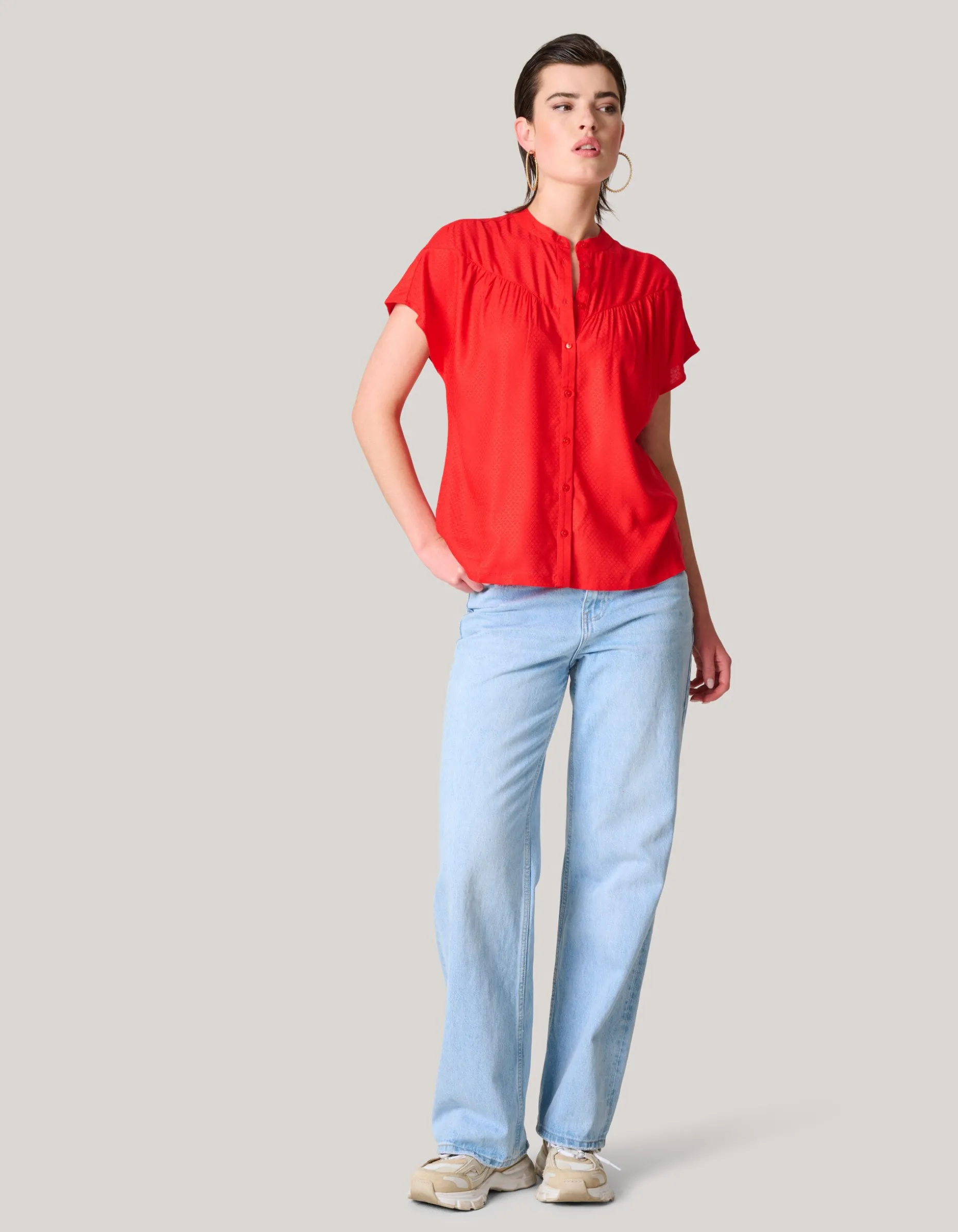 Relaxed Fit Top Rood