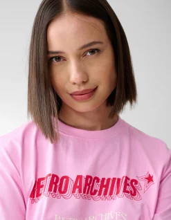 Retro Artwork T-shirt Roze