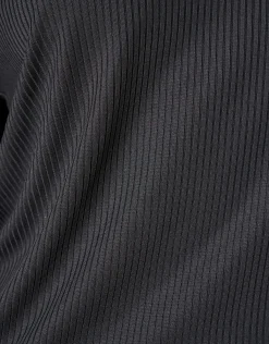 Rib Jersey Ruffle Top Zwart