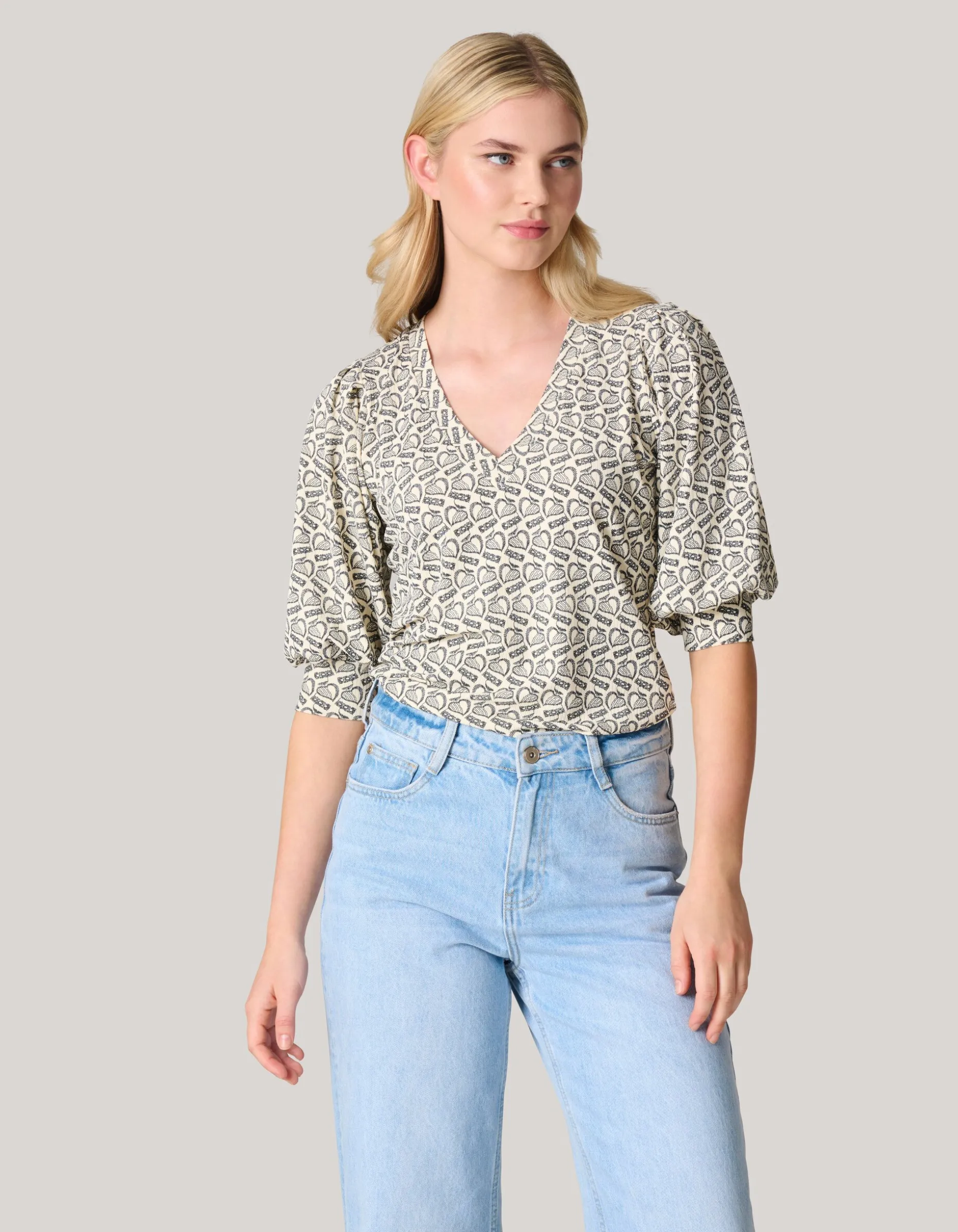 Rib Jersey Top Gebroken Wit