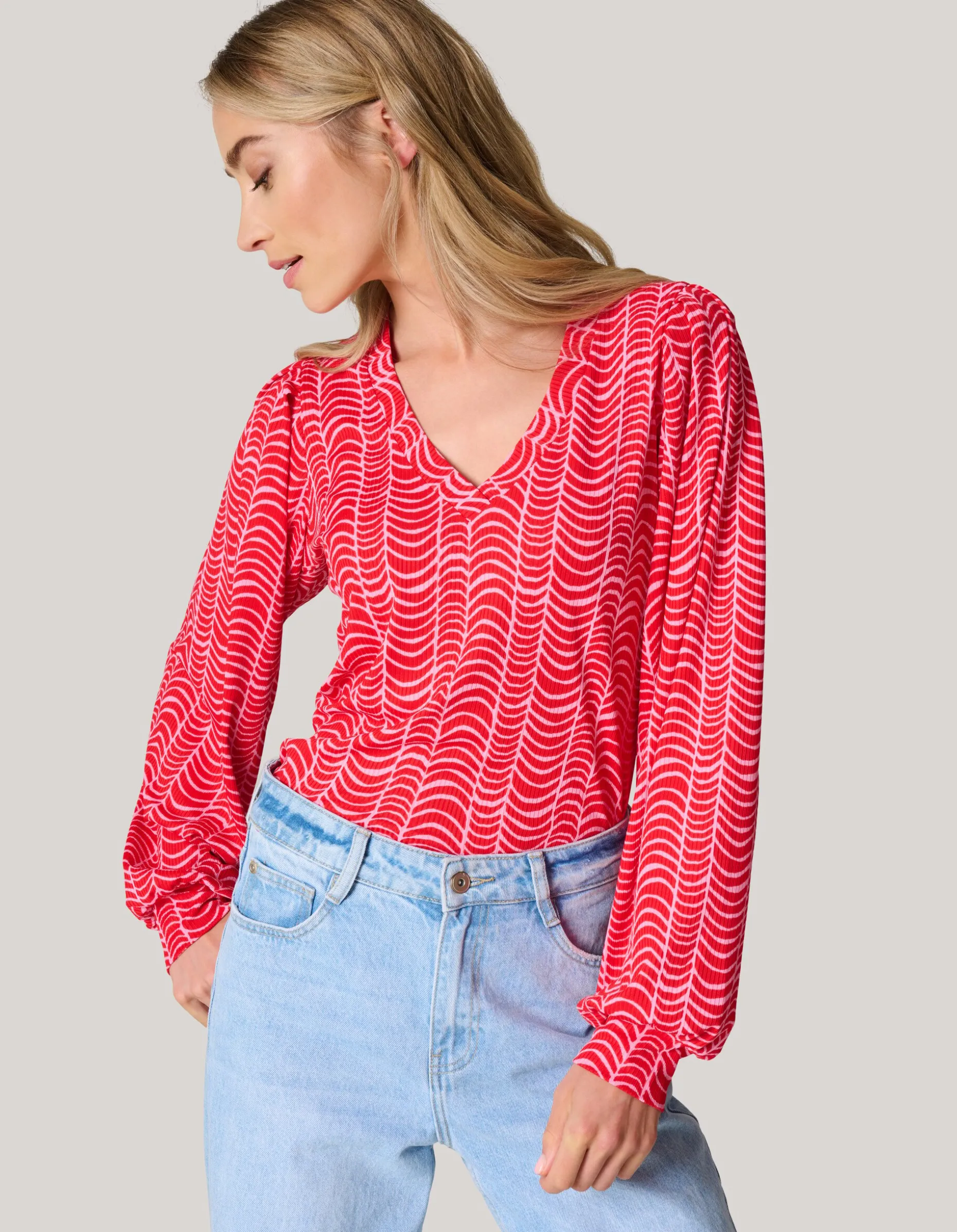 Rib Jersey Top Rood