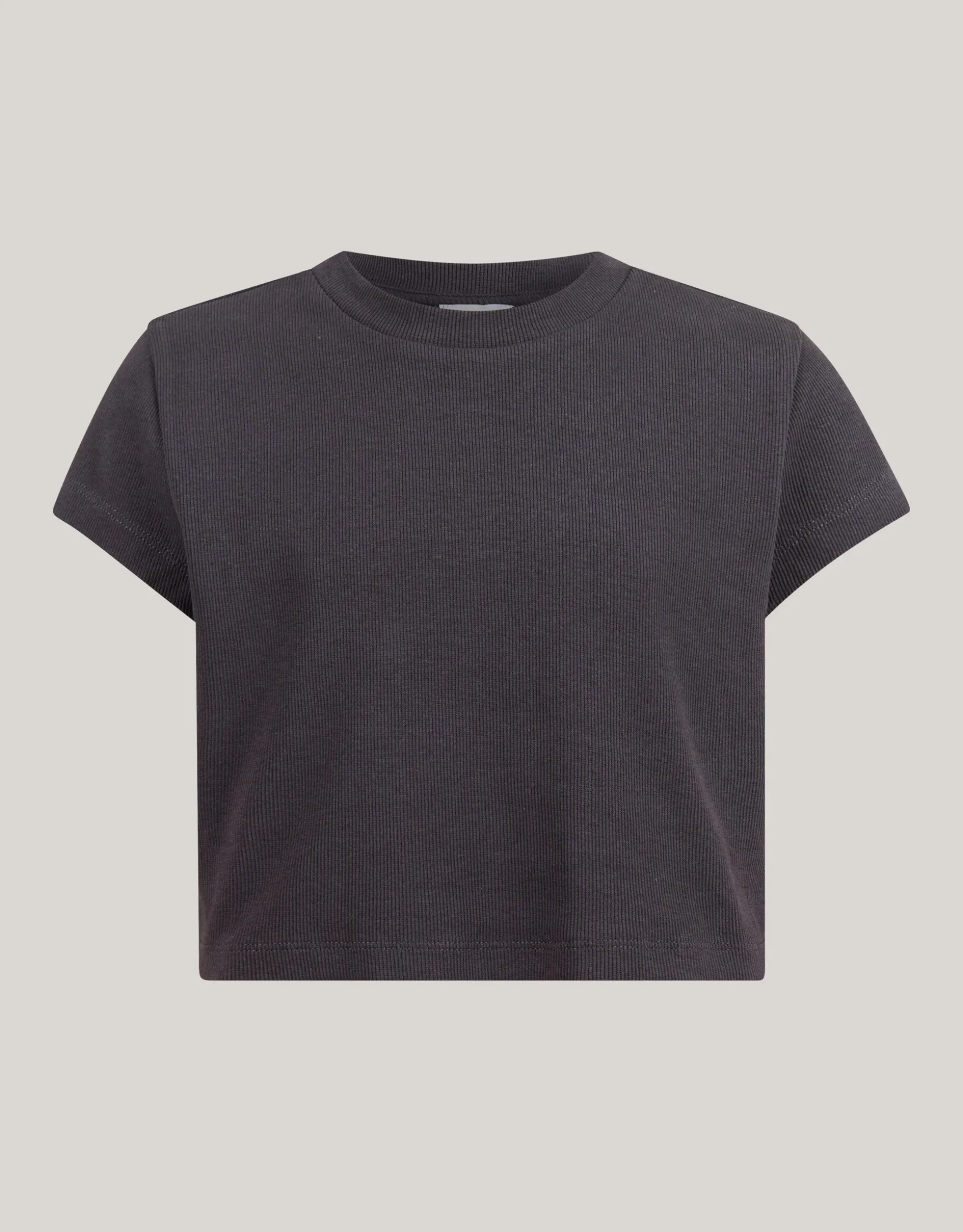 Ribbel Crop Top Donkergrijs