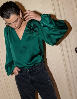 Roos Blouse Donkergroen