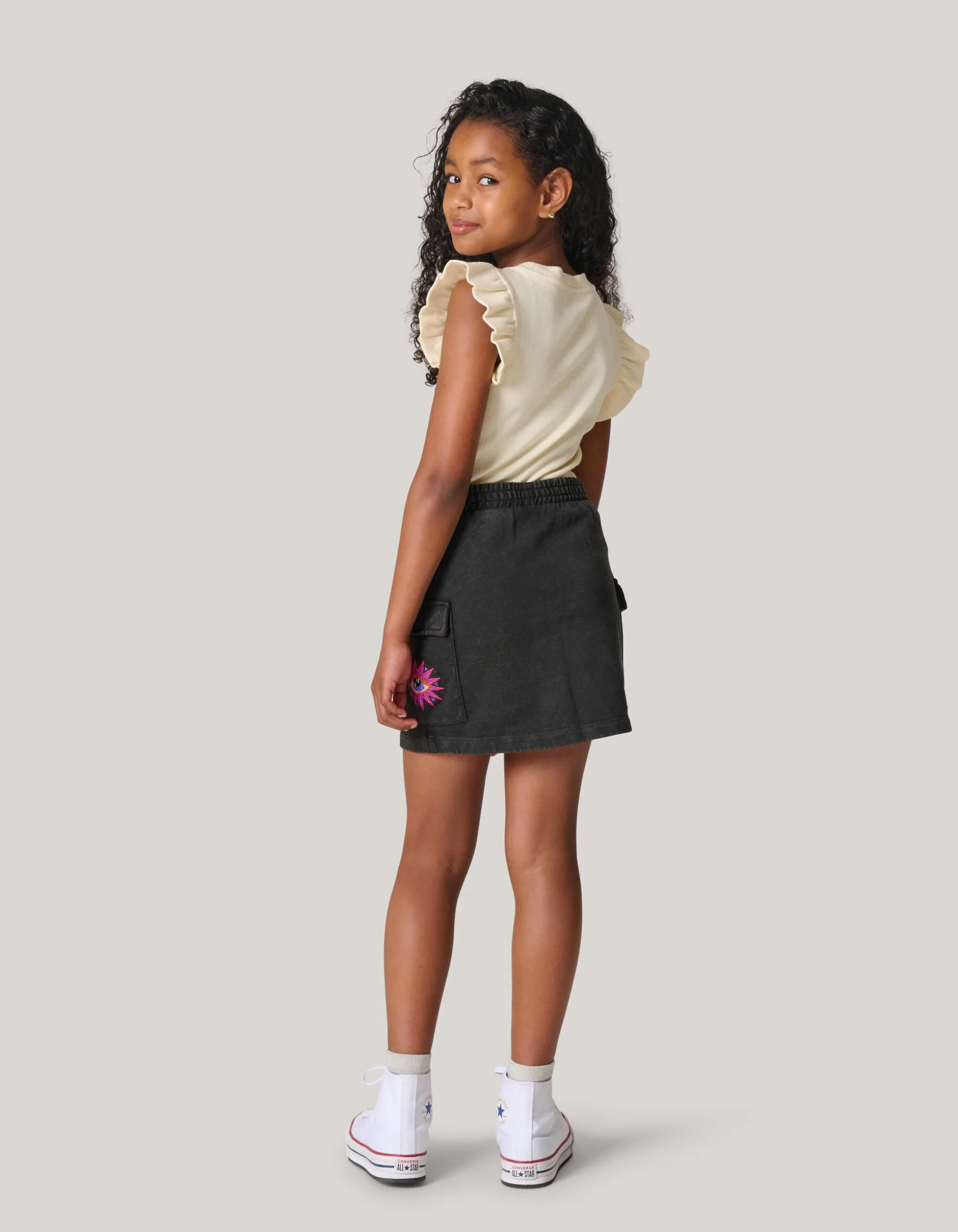 Ruffle Rib Top Gebroken Wit
