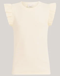 Ruffle Rib Top Gebroken Wit