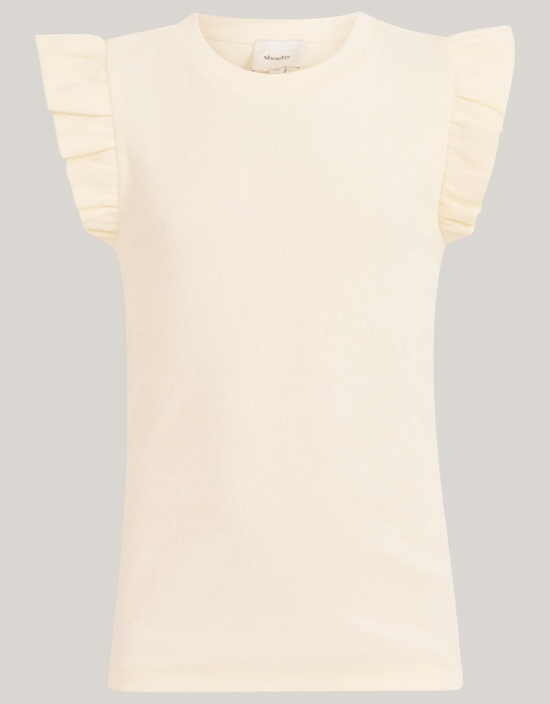 Ruffle Rib Top Gebroken Wit