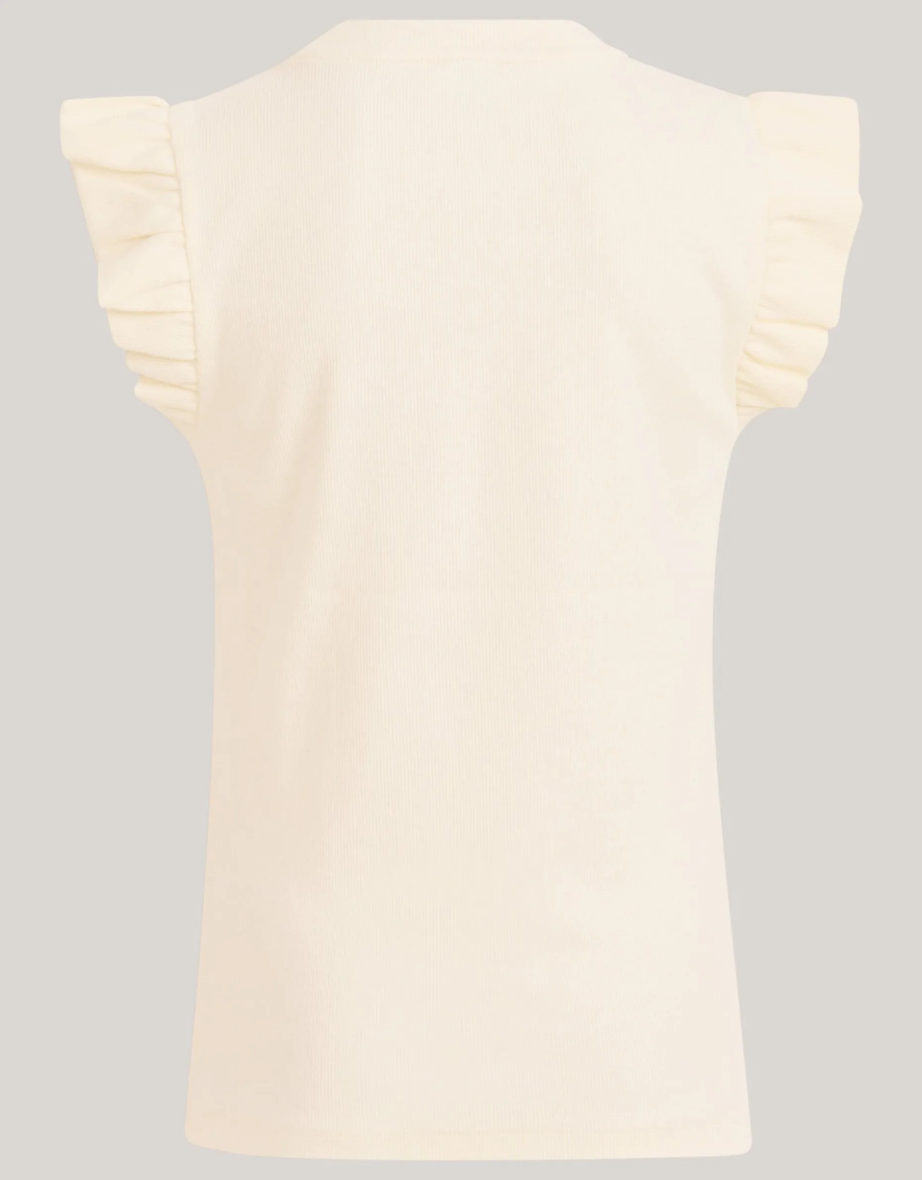 Ruffle Rib Top Gebroken Wit