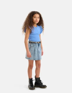 Ruffle Rib Top Lichtblauw