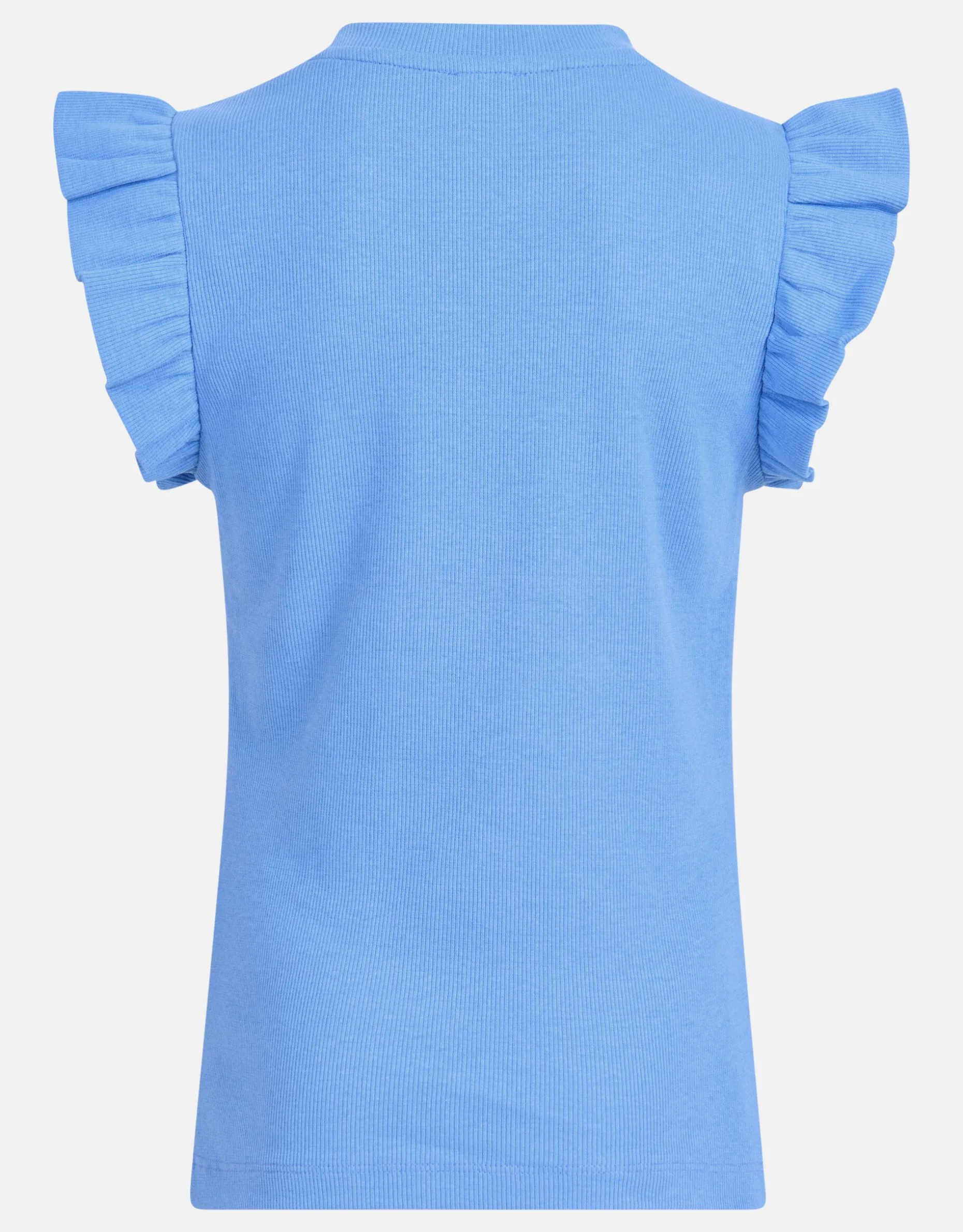 Ruffle Rib Top Lichtblauw