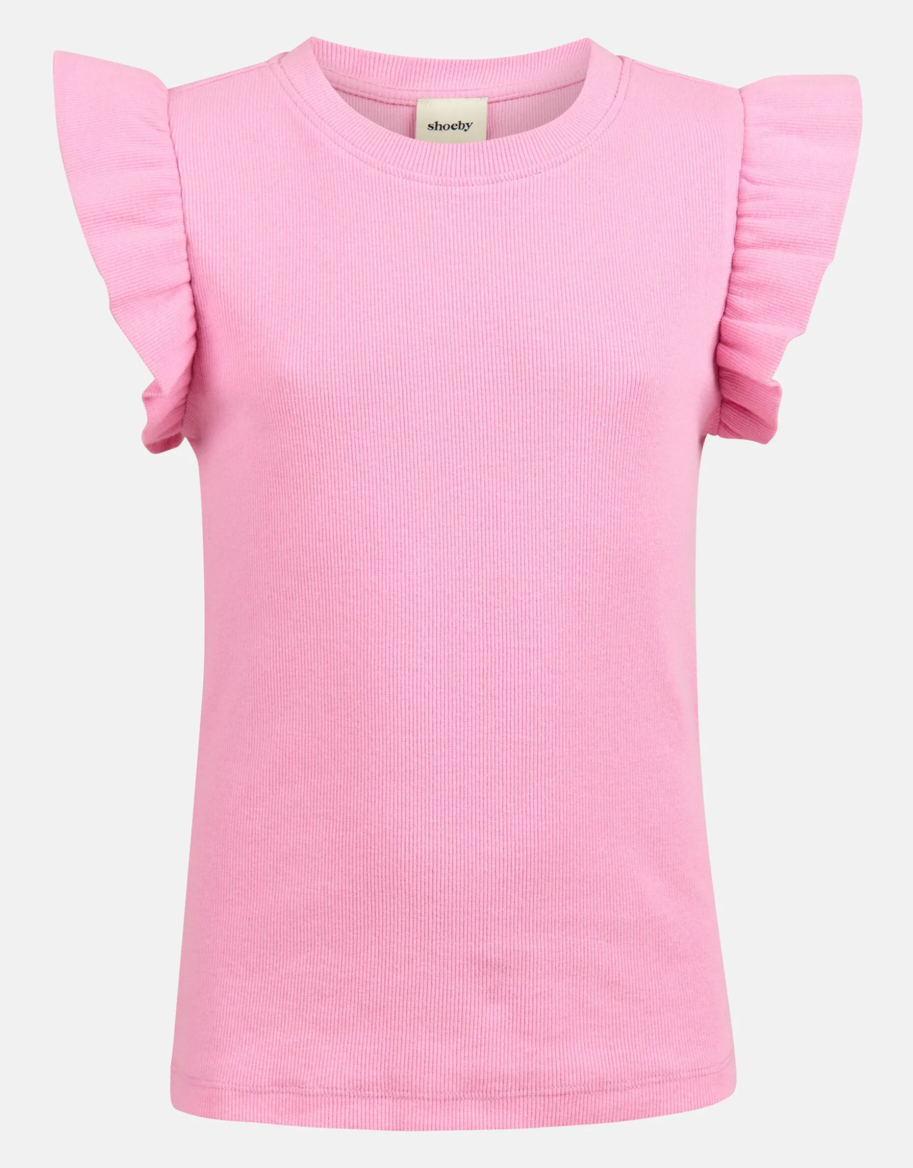 Ruffle Rib Top Roze