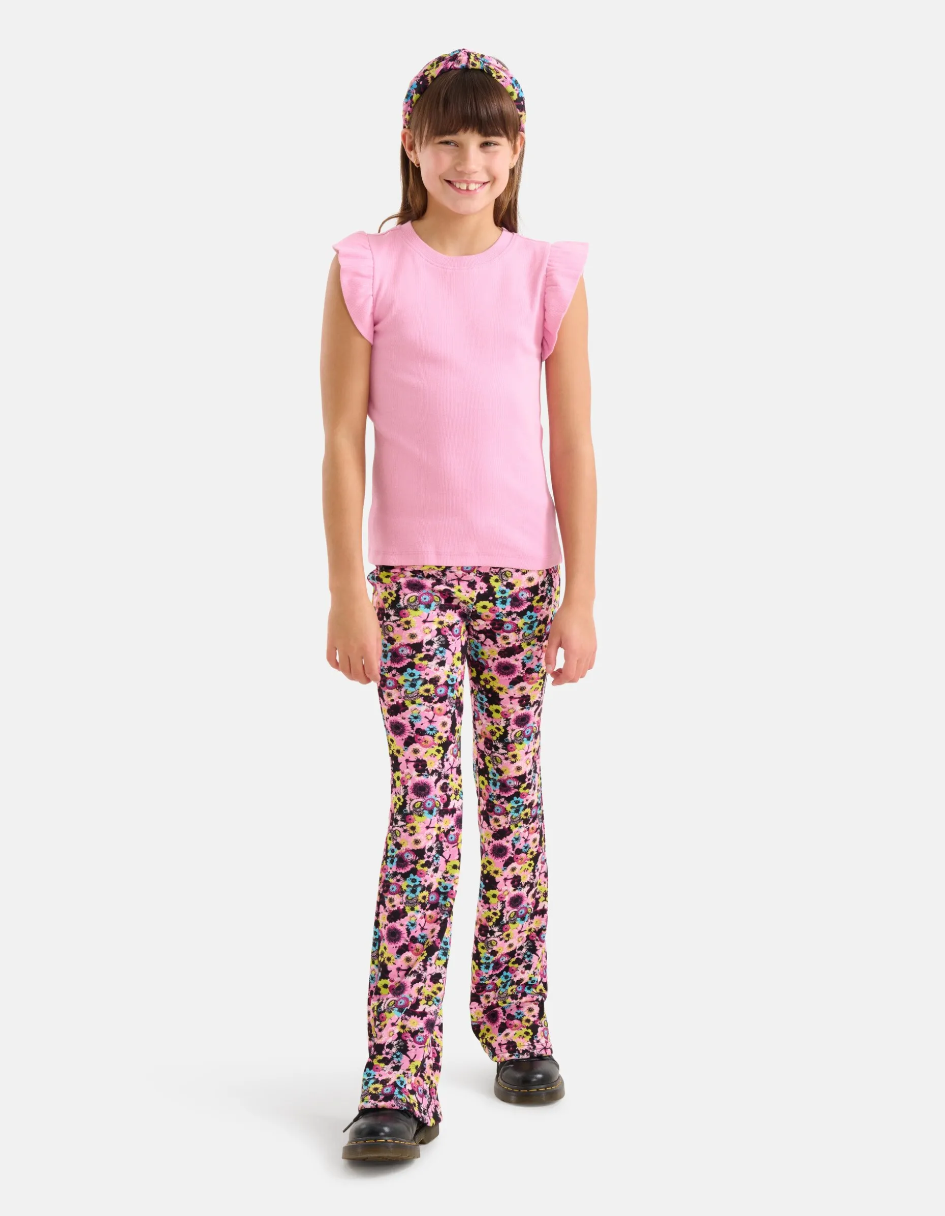 Ruffle Rib Top Roze