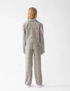 Ruiten Wide Leg Broek Gebroken Wit
