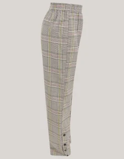Ruiten Wide Leg Broek Gebroken Wit
