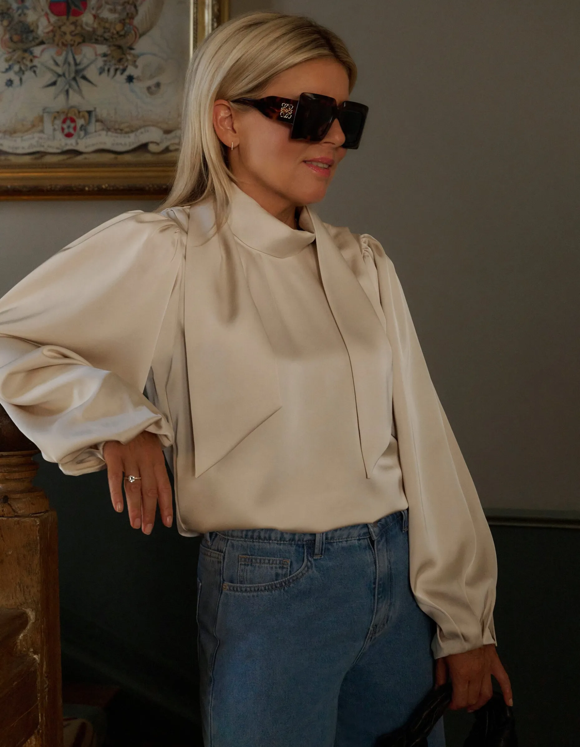 Satijnen Blouse Gebroken Wit By Lonneke