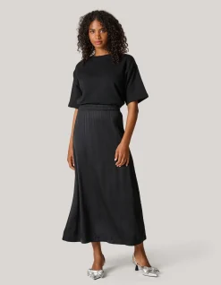 Satijnen Maxi Rok Zwart