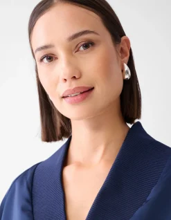 Satijnen Overslag Blouse Donkerblauw