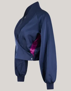 Satijnen Overslag Blouse Donkerblauw