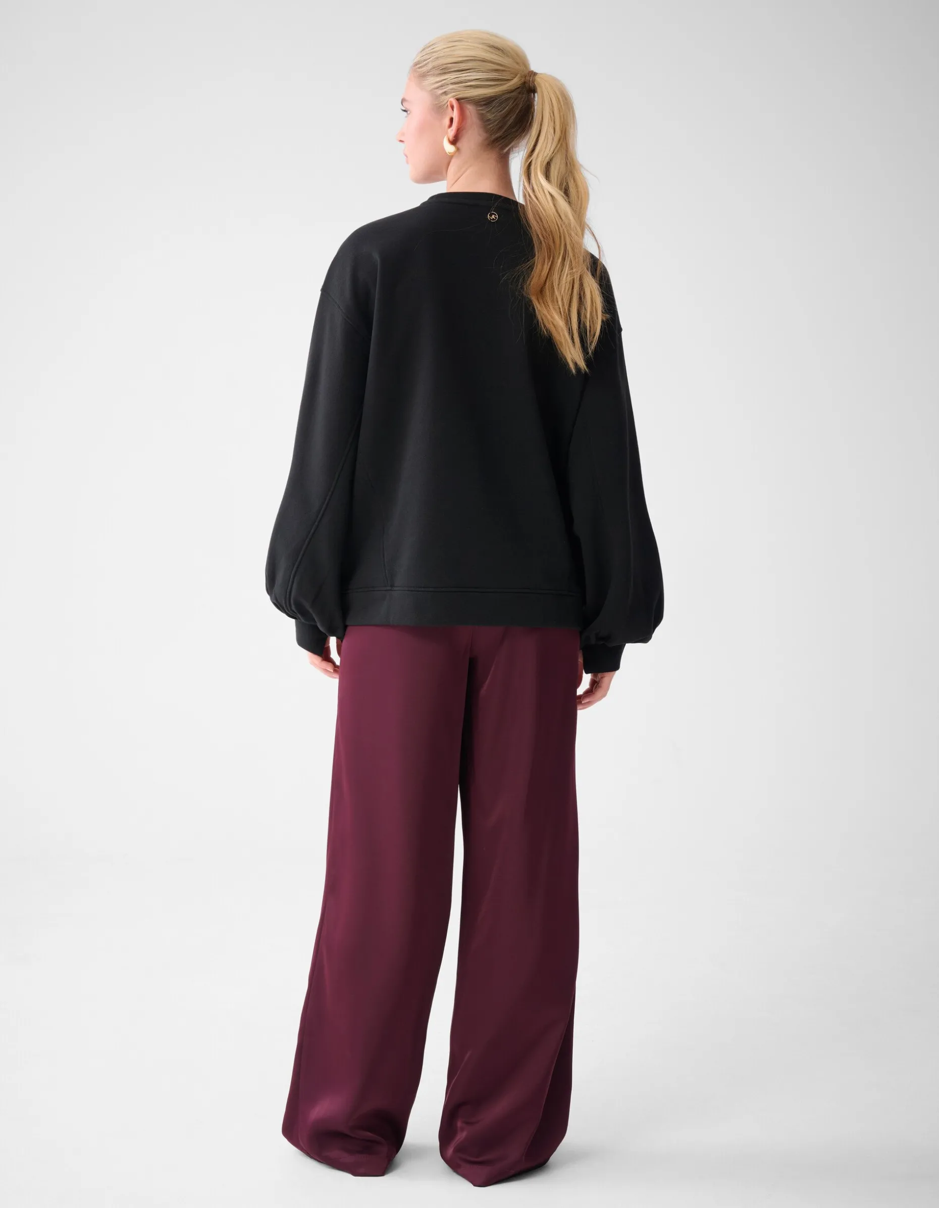 Satijnen Wide Leg Broek Donkerrood By Lonneke