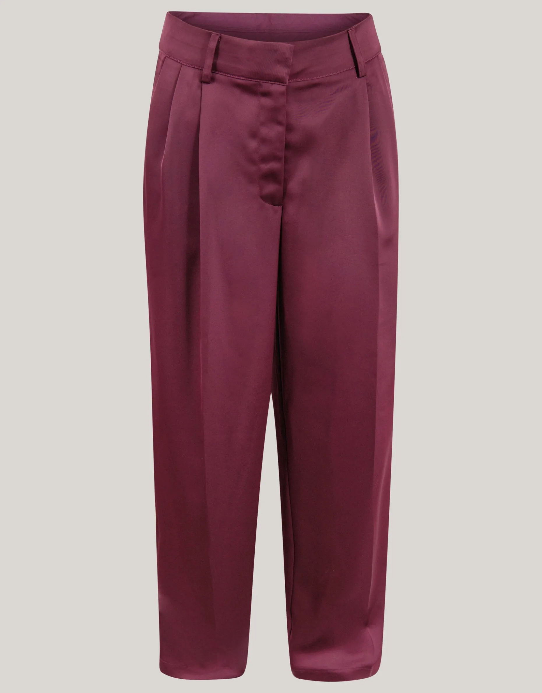 Satijnen Wide Leg Broek Donkerrood By Lonneke