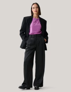 Satijnen Wide Leg Broek Zwart