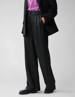 Satijnen Wide Leg Broek Zwart