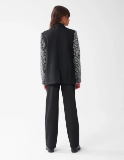Sequin Mix Blazer Zwart