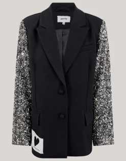 Sequin Mix Blazer Zwart