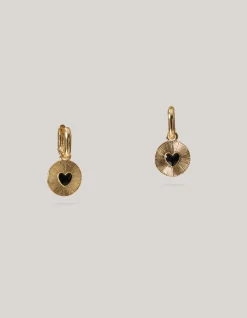 Small Heart Oorbellen Goud/Zwart