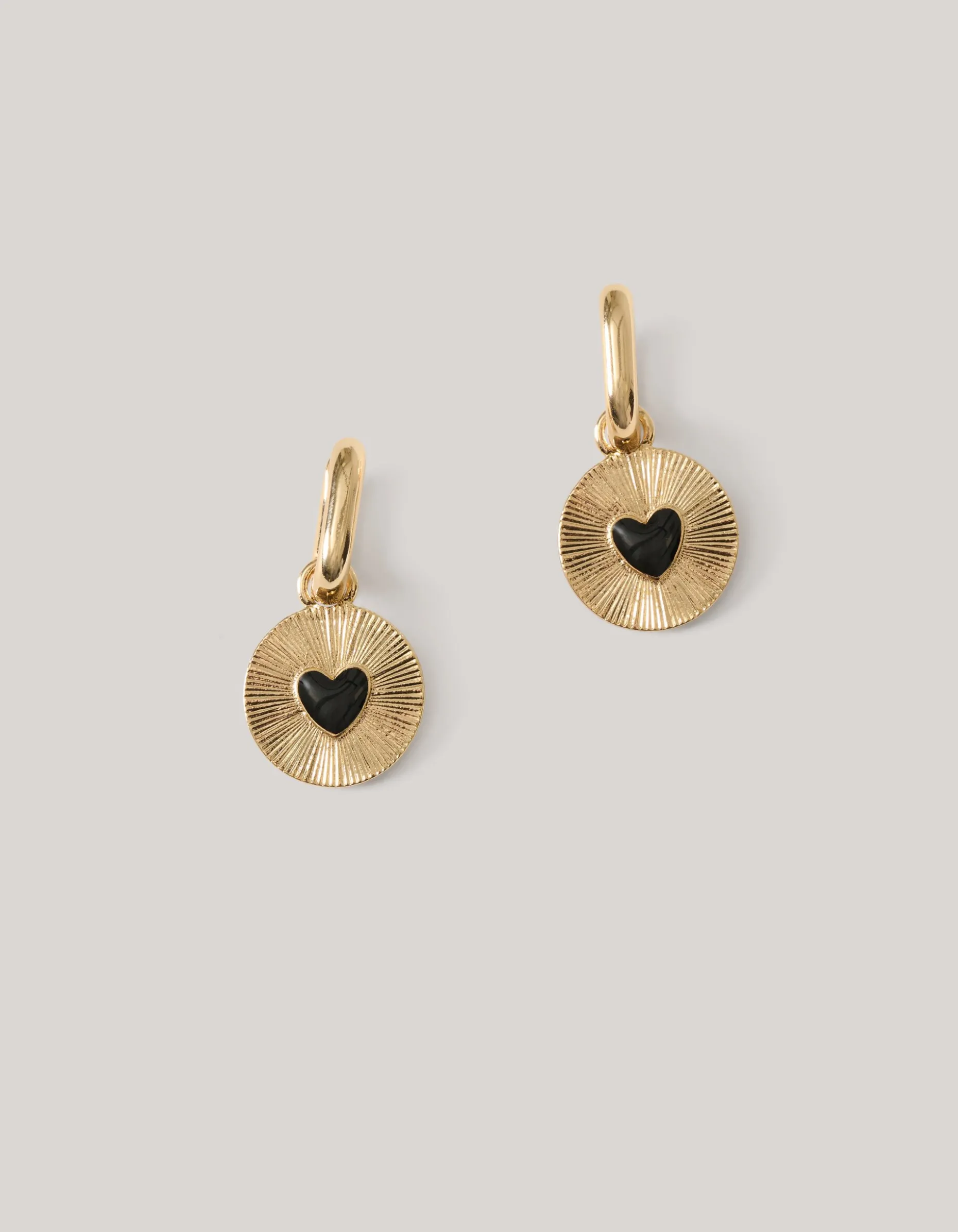 Small Heart Oorbellen Goud/Zwart
