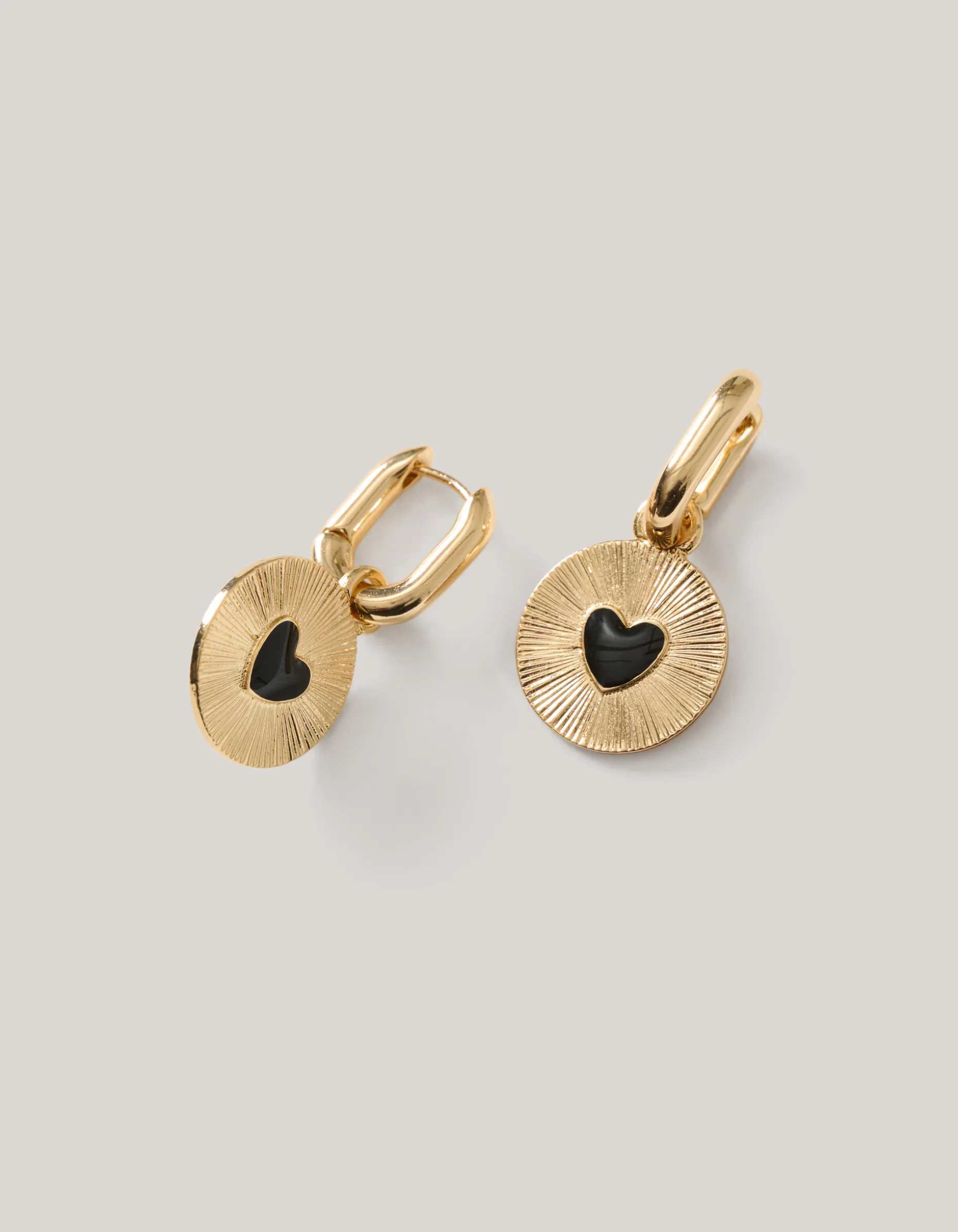 Small Heart Oorbellen Goud/Zwart