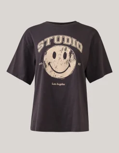 Smiley Artwork T-shirt Donkergrijs