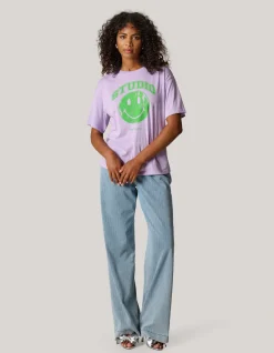 Smiley Artwork T-shirt Paars