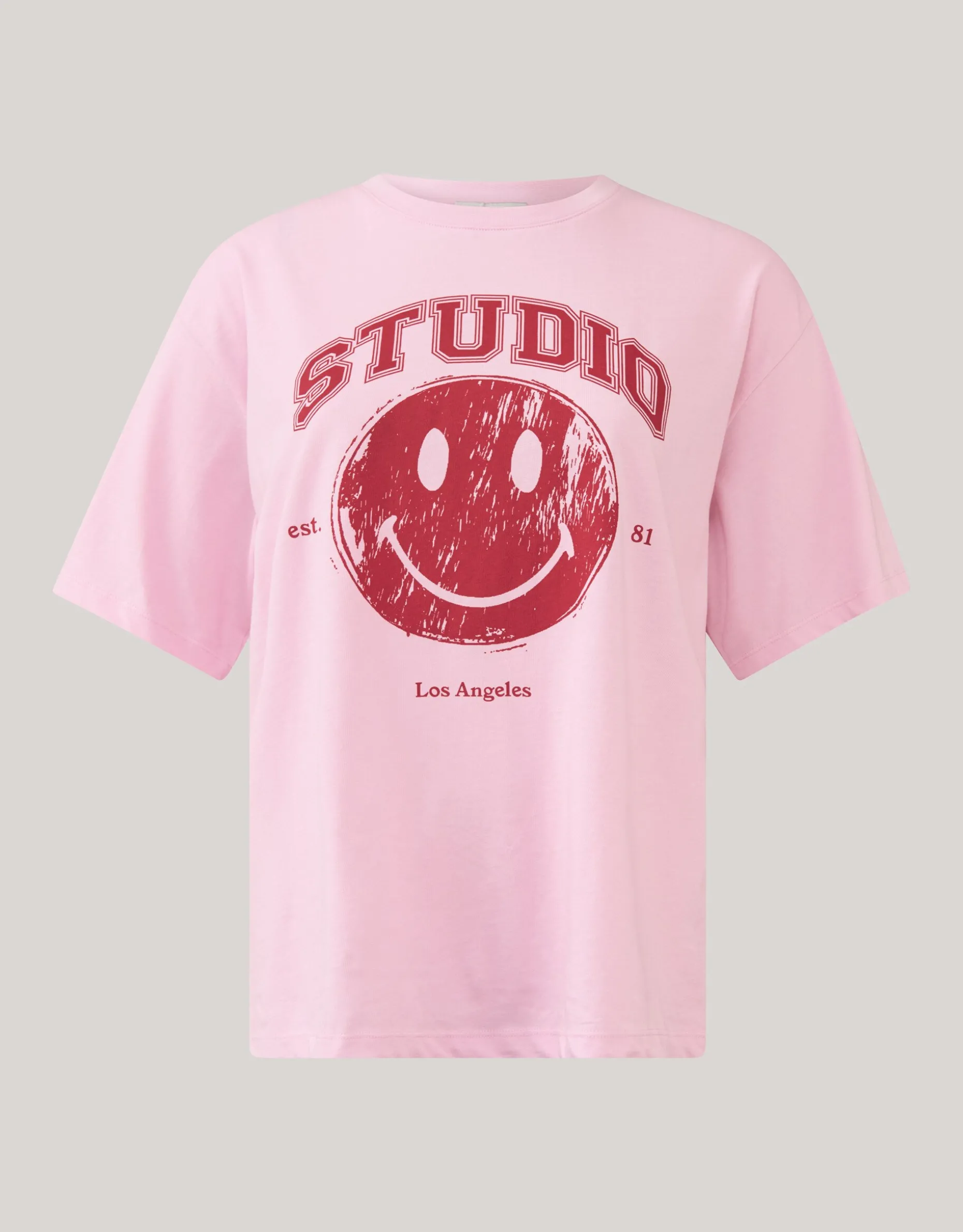 Smiley Artwork T-shirt Roze