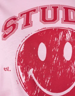 Smiley Artwork T-shirt Roze